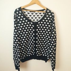I LOVE YOU Heart Cardigan Sweater Size XL